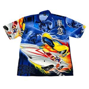 Vintage Y2k Speed Racer Anime AOP Short Sleeve Button Up Shirt